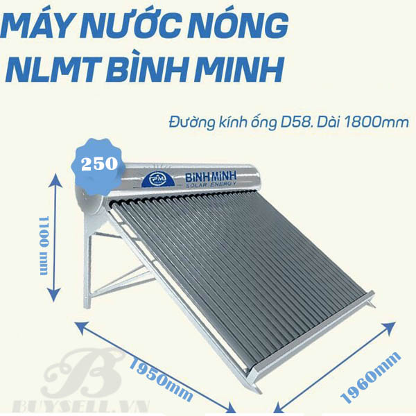 Máy nước nóng năng lượng mặt trời Bình Minh 250 lít ( ống dầu )