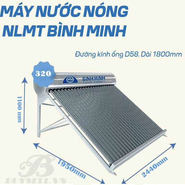 Máy nước nóng năng lượng mặt trời Bình Minh 320 lít ( ống đỏ )
