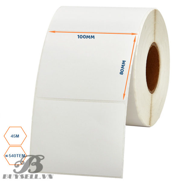 Giấy in Tem Decal nhiệt 1 tem 100x80mm, dài 50m