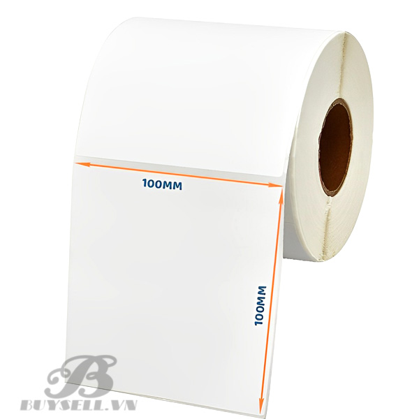 Giấy decal 1 tem 100x100mm (tem vuông), khổ 104mm, dài 50m